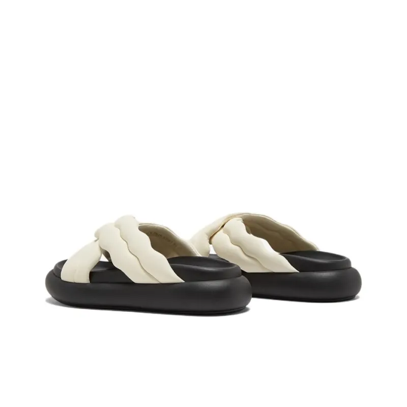 BASTO Slide Slippers Women's White/Black/Silver-2