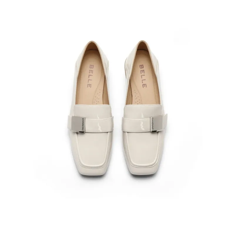 BELLE Loafers 3CM Women's Ecru, Black-6