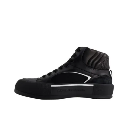 Alexander McQueen Deck Mid-Top Skateboard Shoes Men's Black