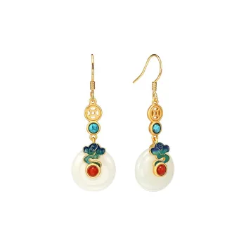 RUOK Colored Glaze Jade Earrings Women's