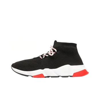 Balenciaga Speed Trainer Lace Up Black Black White Red