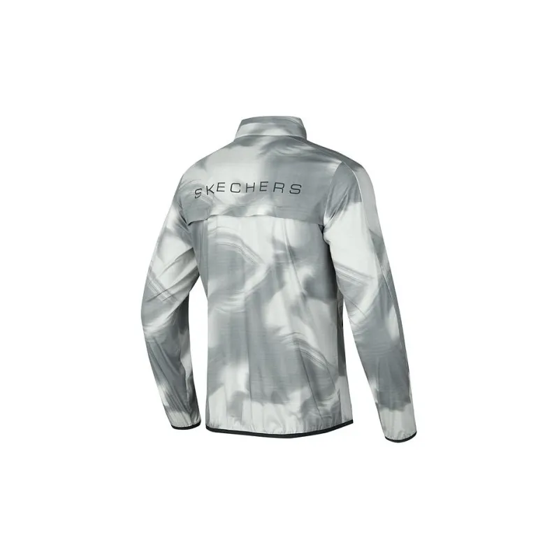 Skechers Jackets Coats Men's Gray White Ink All Over Print-1