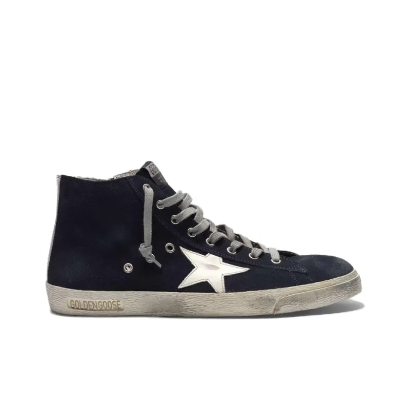 Golden Goose High Top Skateboard Shoes Men's Dark Blue-1
