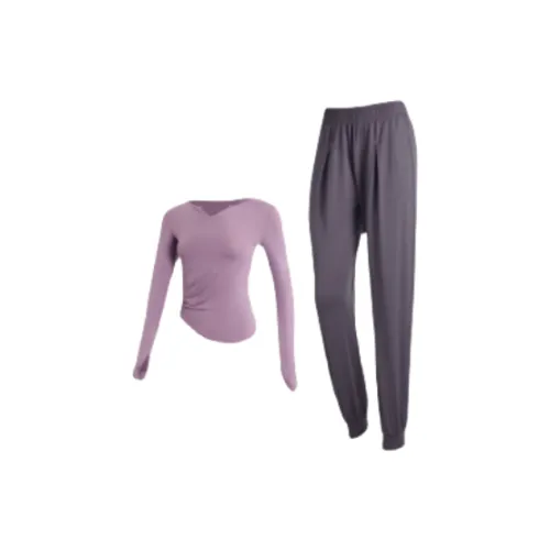 SINGLELADY Long-Sleeved Casual Quick Dry Breathable Fitness Set High Elasticity Bare-Feeling Yoga Set