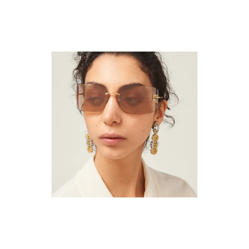 MIU MIU Logo plaque Wraparound frame Sunglasses-8