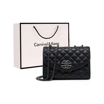 Carnival Keep Cow Leather Shoulder Bag Crossbody Bag Shoulder Bag Women's Black
