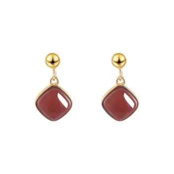 Jianlu Agate Jade Stud Earrings Women's