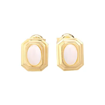 Liuzhen Hall Chalcedony Jade Stud Earrings Women's