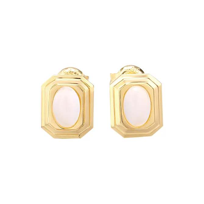 Liuzhen Hall Chalcedony Jade Stud Earrings Women's-0