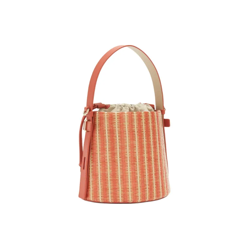 Furla Raffia Bucket Bags Shoulder Bag Crossbody Bag Handbag Mini Women's Pink-2
