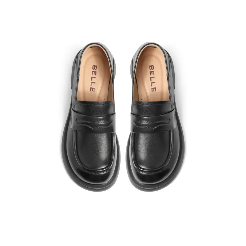 BELLE Loafers 3.5CM Women's Black Beige Brown-8