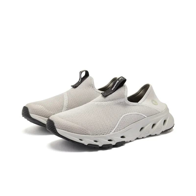QIAODAN Lightweight Quick Dry Slip Resistant Low Top Running Shoes Men's Gray Pea Green-2