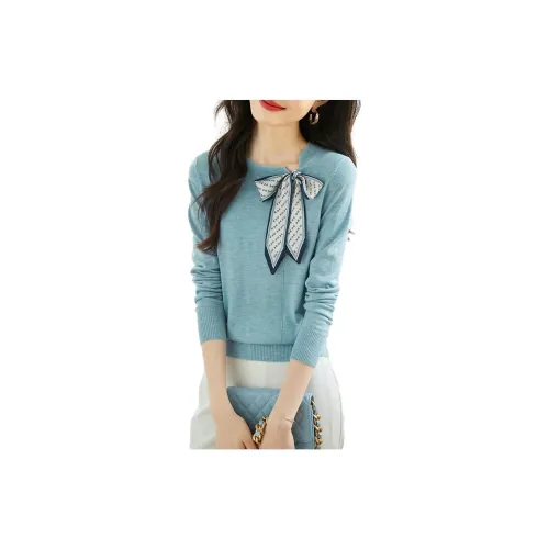 SLLSKY Sweaters Women's Ocean Blue Color