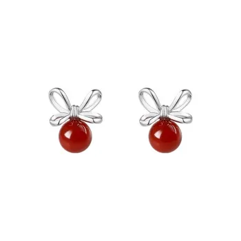 P&N Agate Jade Stud Earrings Women's