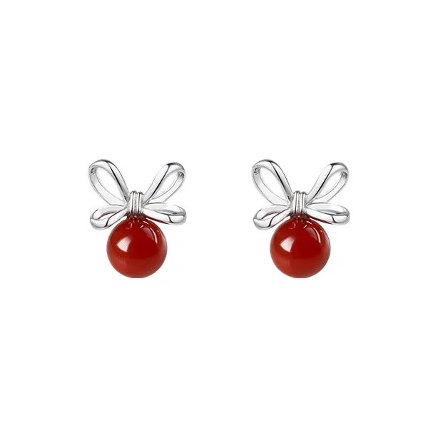 P&N Agate Jade Stud Earrings Women's-0