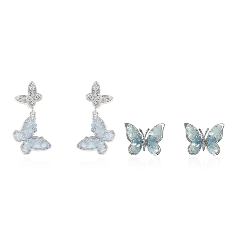 HOLLY RYAN Crystal Refreshing Lively Romantic Fringe Butterfly Hoop Earrings Women's-4