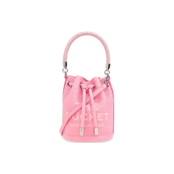 MARC JACOBS Full Grain Leather Bucket Bags Shoulder Bag Crossbody Bag Handbag Mini Women's Pink
