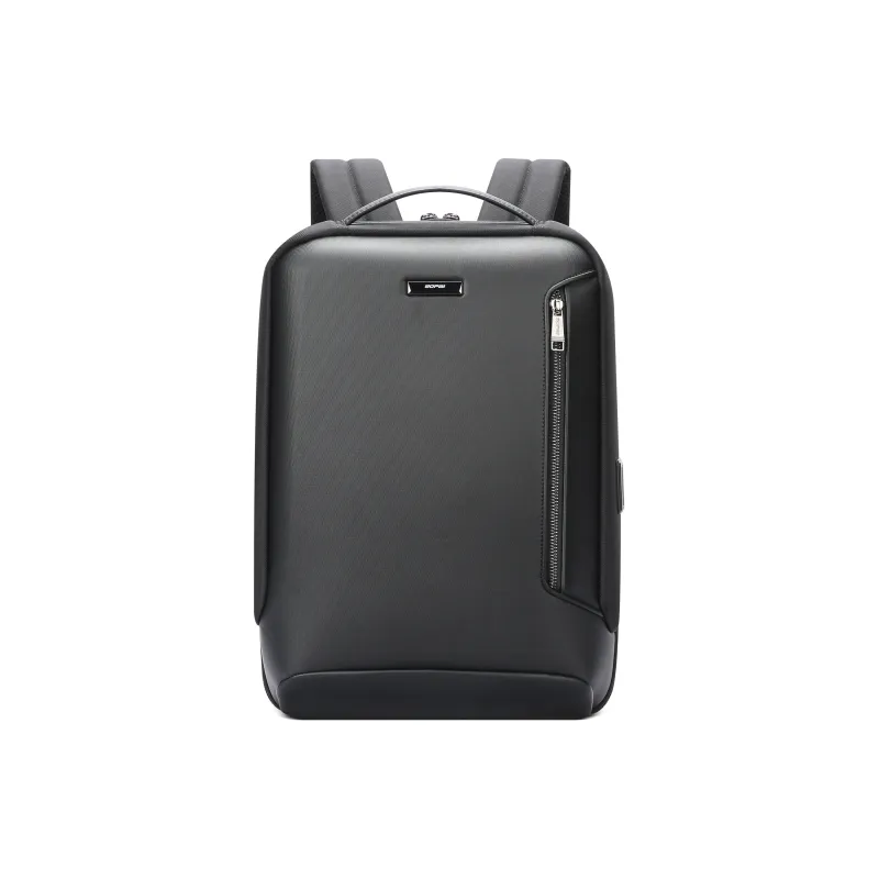 BOPAI Fabric Synthetic Leather Backpack Regular Unisex Black-0
