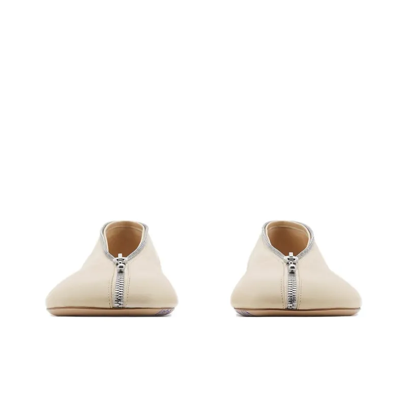 Burberry Women's Leather Sadler Zip Ballerinas 'Soap'-1