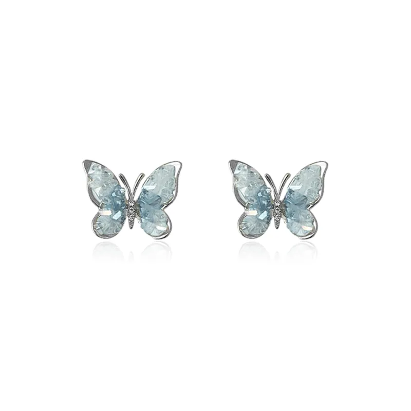 HOLLY RYAN Crystal Refreshing Lively Romantic Fringe Butterfly Hoop Earrings Women's-1