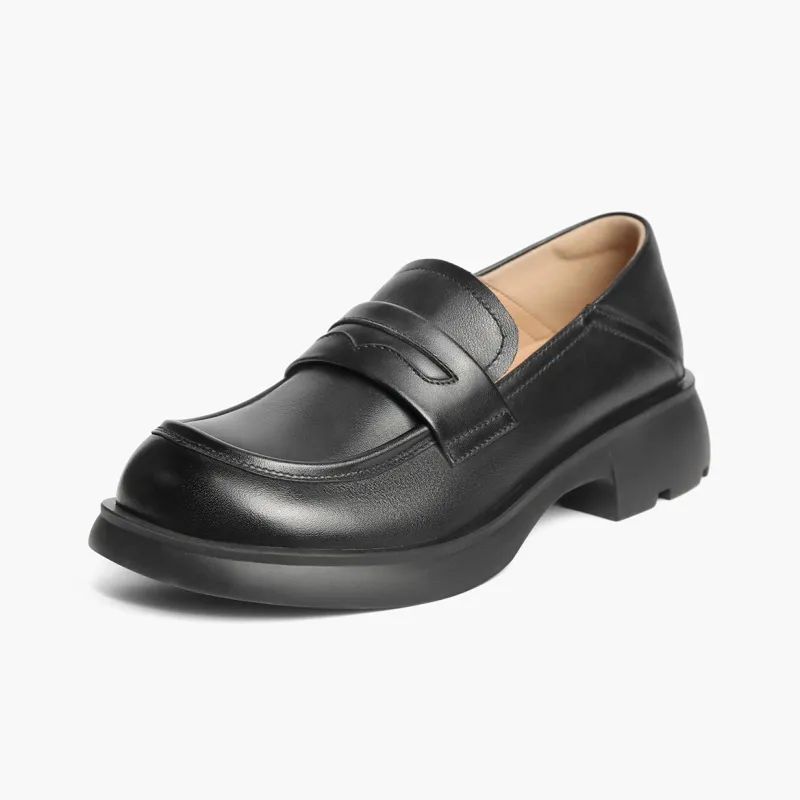 BELLE Loafers 3.5CM Women's Black Beige Brown-11