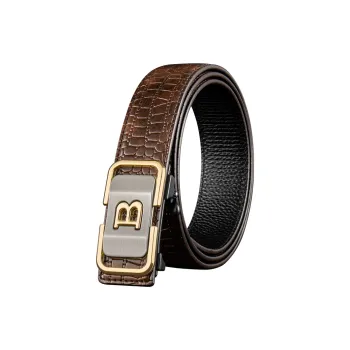 LUCKY LION No Button Automatic Buckle, In Belt Dress Shirt Cow Split Leather Belts Men's