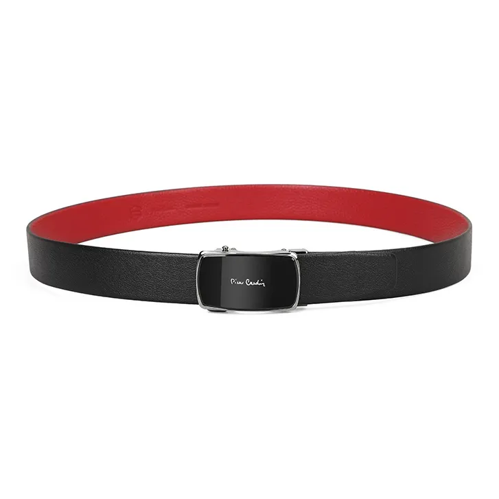 PIERRE CARDIN Top Grain Cow Leather Belts Men's Black 3.5cm-3