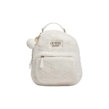 GUESS Faux Fur Backpack Mini Women's White