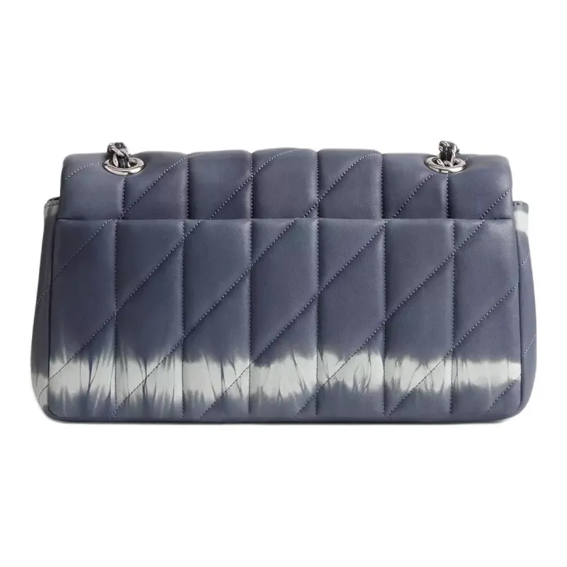 COACH Tabby Nappa Leather Shoulder Bag Crossbody Bag Medium Size Women's Silver & Midnight Navy Multicolor-2