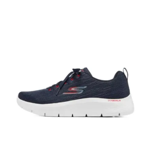 Skechers Go Walk Fle Durable Breathable Low-Top Running Shoes Unisex Blue Red