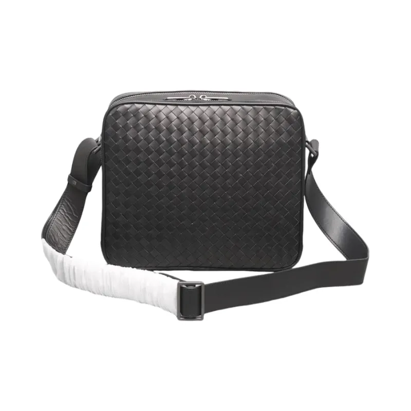 CMLZIUA Top Grain Cow Leather Shoulder Bag Unisex Black-1