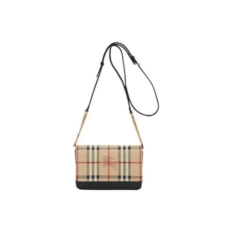 Burberry Calfskin With PVC Handbag Shoulder Bag Crossbody Bag Women's Beige & Black-1