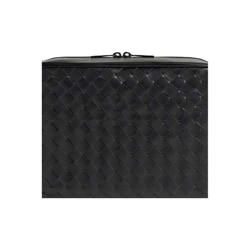 Bottega Veneta Intrecciato Calfskin Shoulder Bag, Crossbody Bag Medium Size Men's Matte Black-4