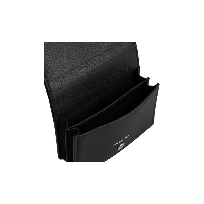 Balenciaga PAPIER Calfskin Wallet Women's Black-4