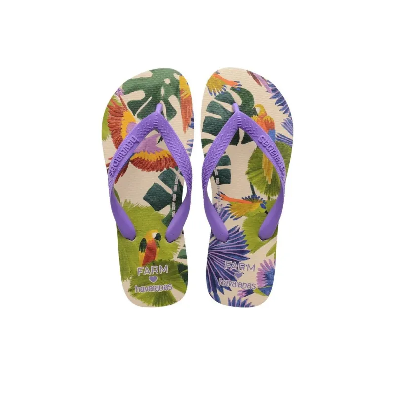 FARM RIO x Havaianas Flip Flops Women's Purple Beige-4