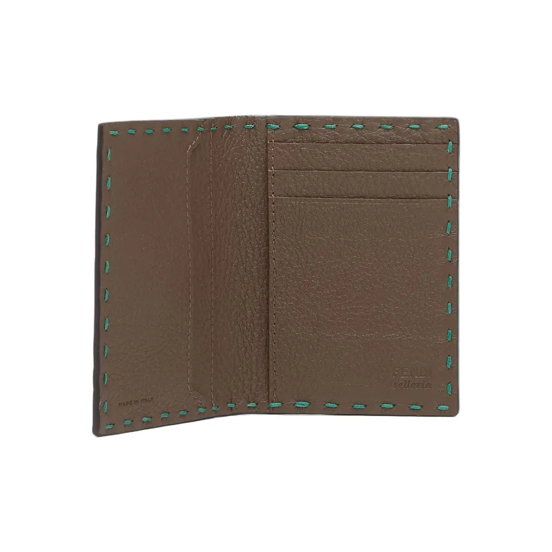 FENDI Calfskin Card Clip Card Holder Men's Tuscan Green-2