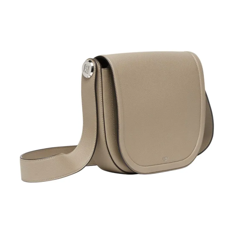 FENDI ROMA Calfskin Messenger Bag, Shoulder Bag, Crossbody Bag Men's Beige-1