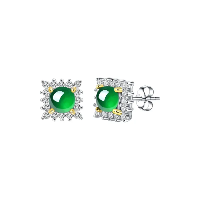 Princess Cui High Ice Jade Jadeite Stud Earrings Women's-0