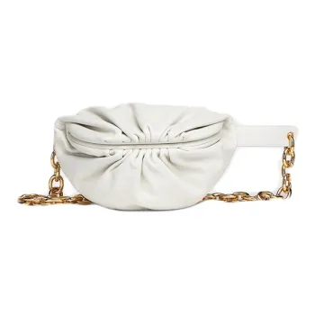 Bottega Veneta Cow Leather Fanny Pack Sling Bag Handheld Crossbody Bag Women's Chalk White