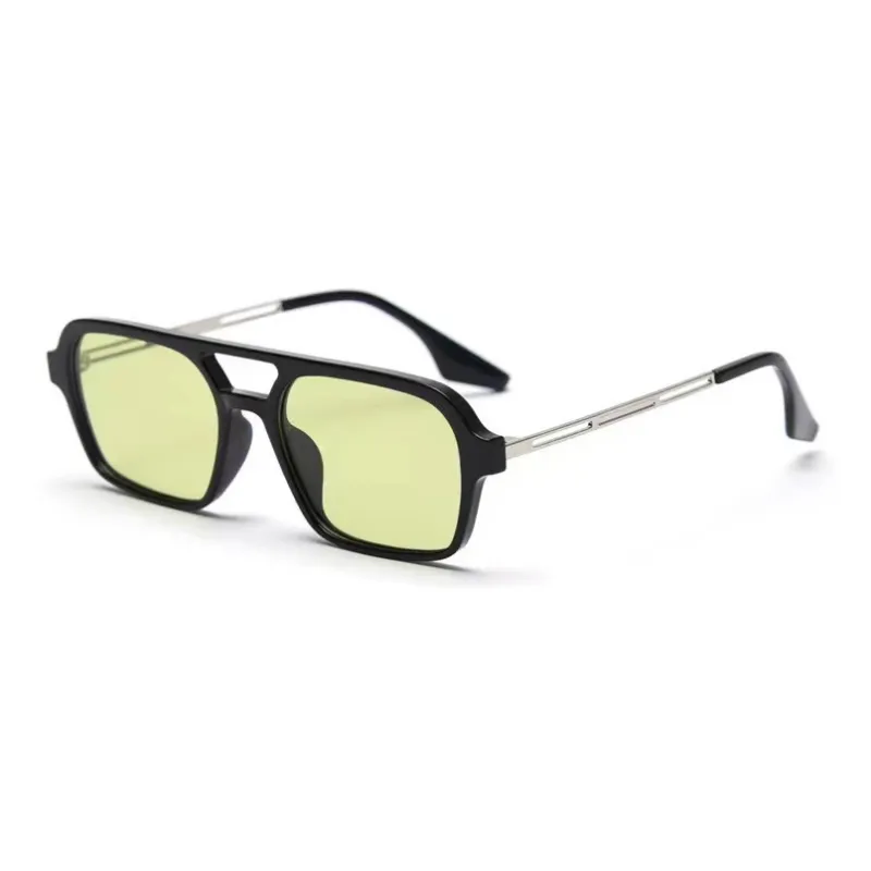 SOMAN Metal Aviator Sunglasses Unisex Black Gray Leopard Print Orange Transparent-16