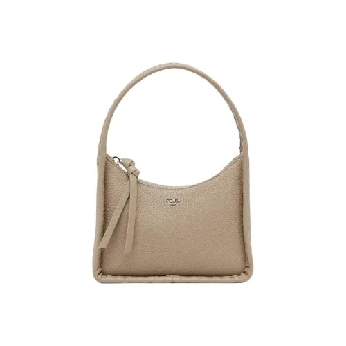 FENDI Grain Calfskin Crescent Bag, Shoulder Bag, Handbag Mini Women's Dove Gray