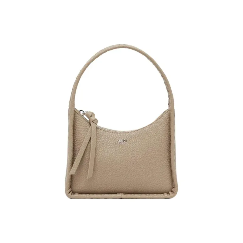 FENDI Grain Calfskin Crescent Bag, Shoulder Bag, Handbag Mini Women's Dove Gray-0