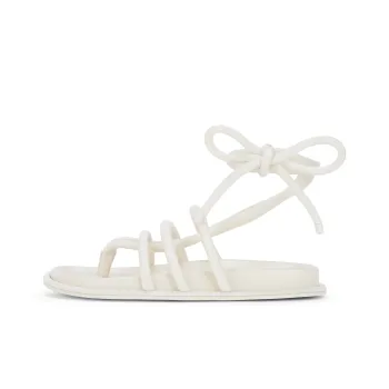 CHARLES&KEITH Small Ck One Strap Sandals 2cm Women's Chalk White/Black Textured Black Textured