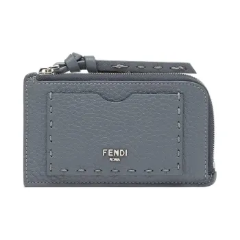FENDI Peekaboo Calfskin Card Holder Women's Blue