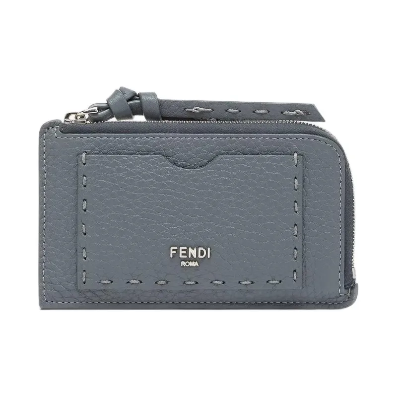 FENDI Peekaboo Calfskin Card Holder Women's Blue-0