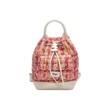 Tagi. Cow Leather Backpack Mini Women's Berry Checkerboard