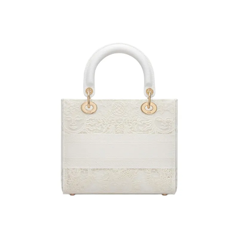 DIOR Lady D Lite Embroidery Lady Dior Bag, Shoulder Bag, Crossbody Bag, Handbag Medium Size Women's White-2