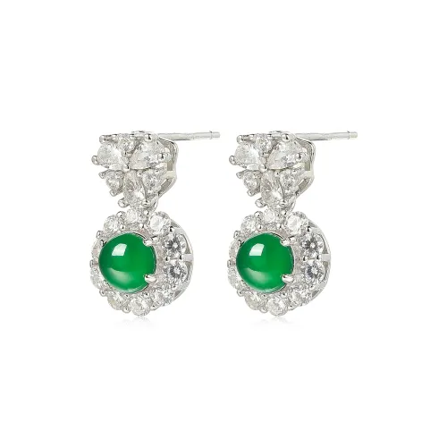 Oriental Yacui Jadeite Stud Earrings Women's