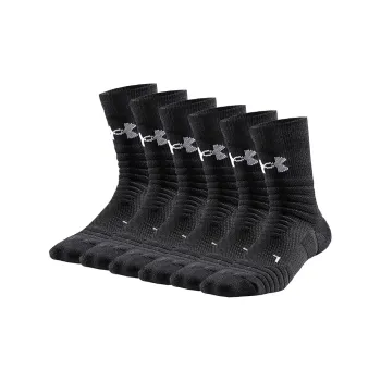 Under Armour Mid Calf Socks Unisex 6 Pack Black