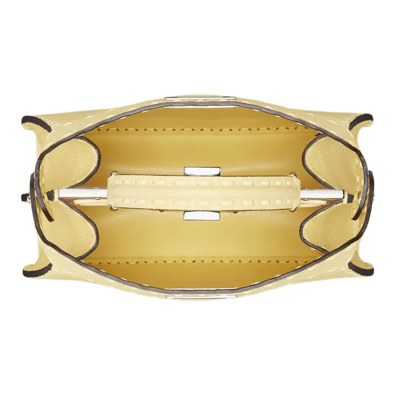 FENDI Peekaboo ISeeU Calfskin Shoulder Bag Crossbody Bag Handbag Small Size Women's Yellow-3